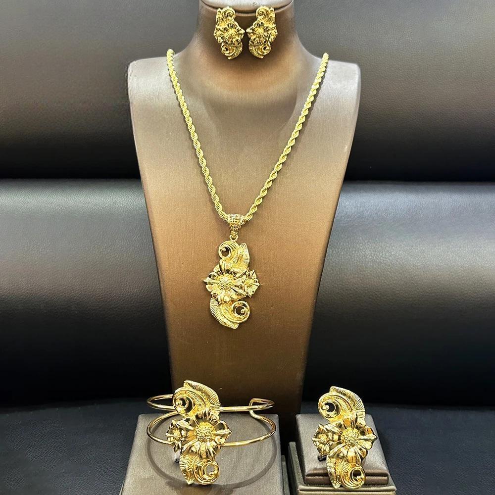 Dubai Nigerian African Necklace Earrings Bracelet Ring Jewellery Set