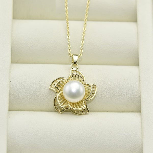 Fine Gold Pearl Necklace 100% Real Freshwater Pearl Necklace