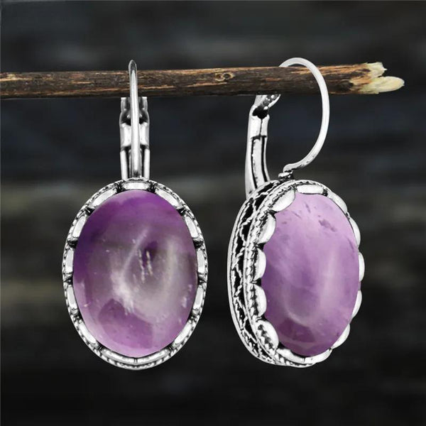 Oval Amethysts Earrings For Women