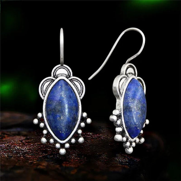 Vintage Eye Shape Lapis Lazuli Earrings For Women