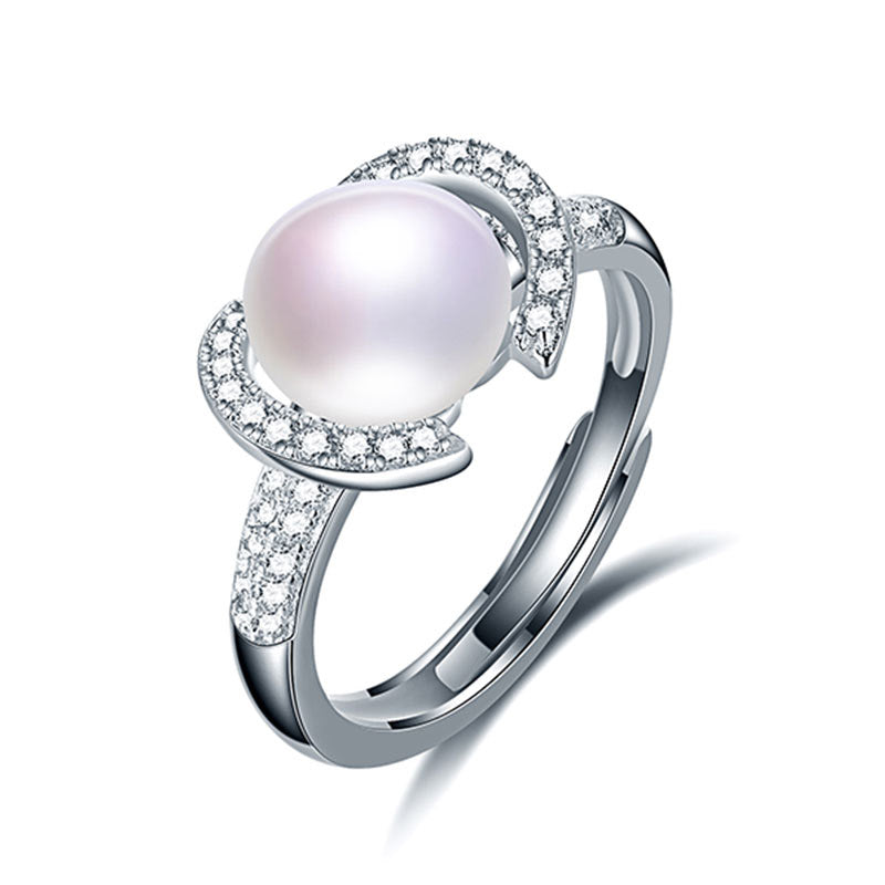 Simple 8-9mm White Genuine Natural Pearl Ring