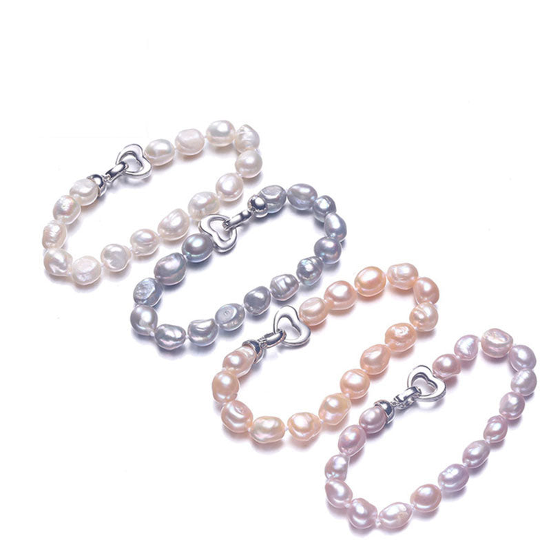 Baroque Pearl Jewelry Bracelet, 6-10mm White Natural Pearl Bracelet For Women