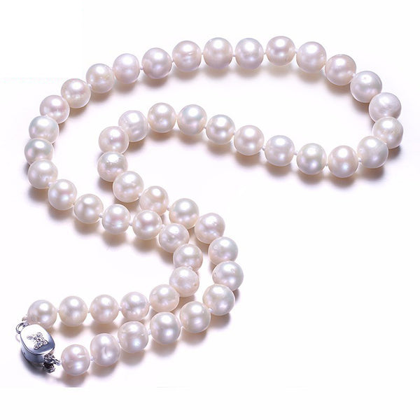 White Real Natural Near Round Pearl Jewelry Women Necklace