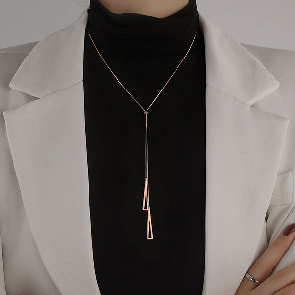 Gold Color Long Tassel Pendant Necklace For Women