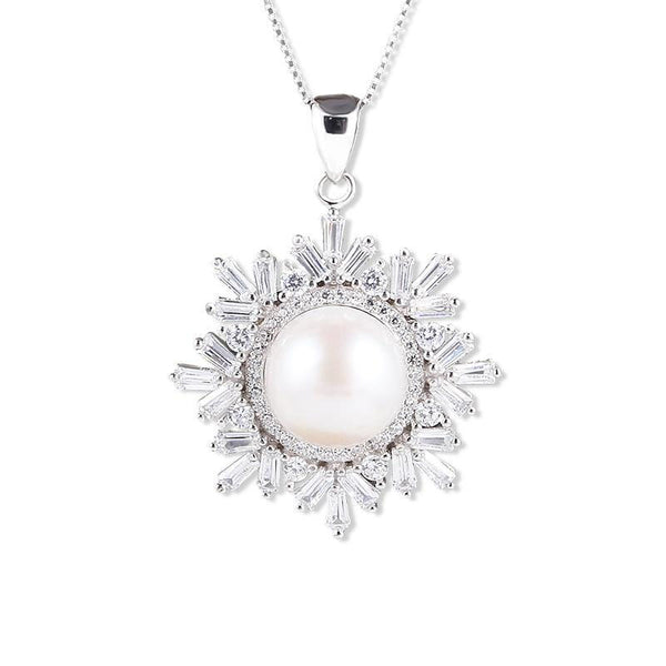 Fashion Pearl Necklace Pearl Jewelry Natural Freshwater Pearl Snowflake Pendant