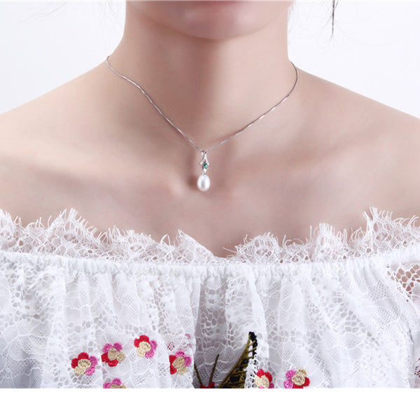 New Arrival Luxury 925 Sterling Silver Green Zircon Pendant Necklace for Women