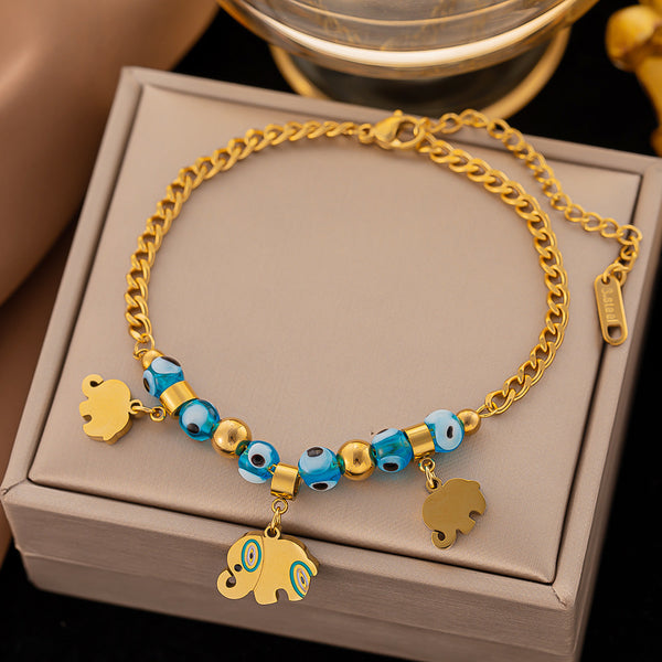 Gold Color Fashion Punk Heart Elephant Bangle Bracelet for Women