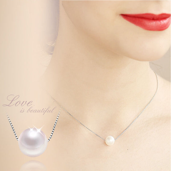 Natural Pearl Necklace Freshwater Pearl Jewelry Perfect Circle Pendant