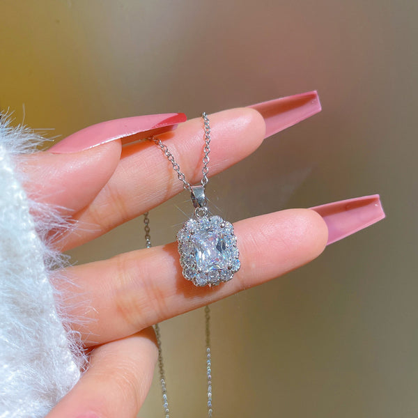 Simple Classic Shine Fine Cut Zircon Pendant Necklaces Women