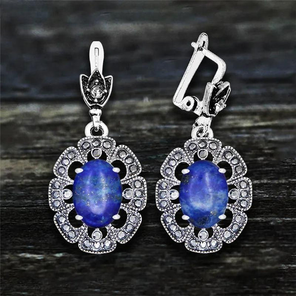 Vintage Plumflower Natural Jades Quartz Earrings For Women