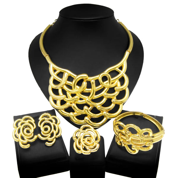 Dubai Gold Plated Jewelry Set Luxury Jewelry Original Ring Bracelet