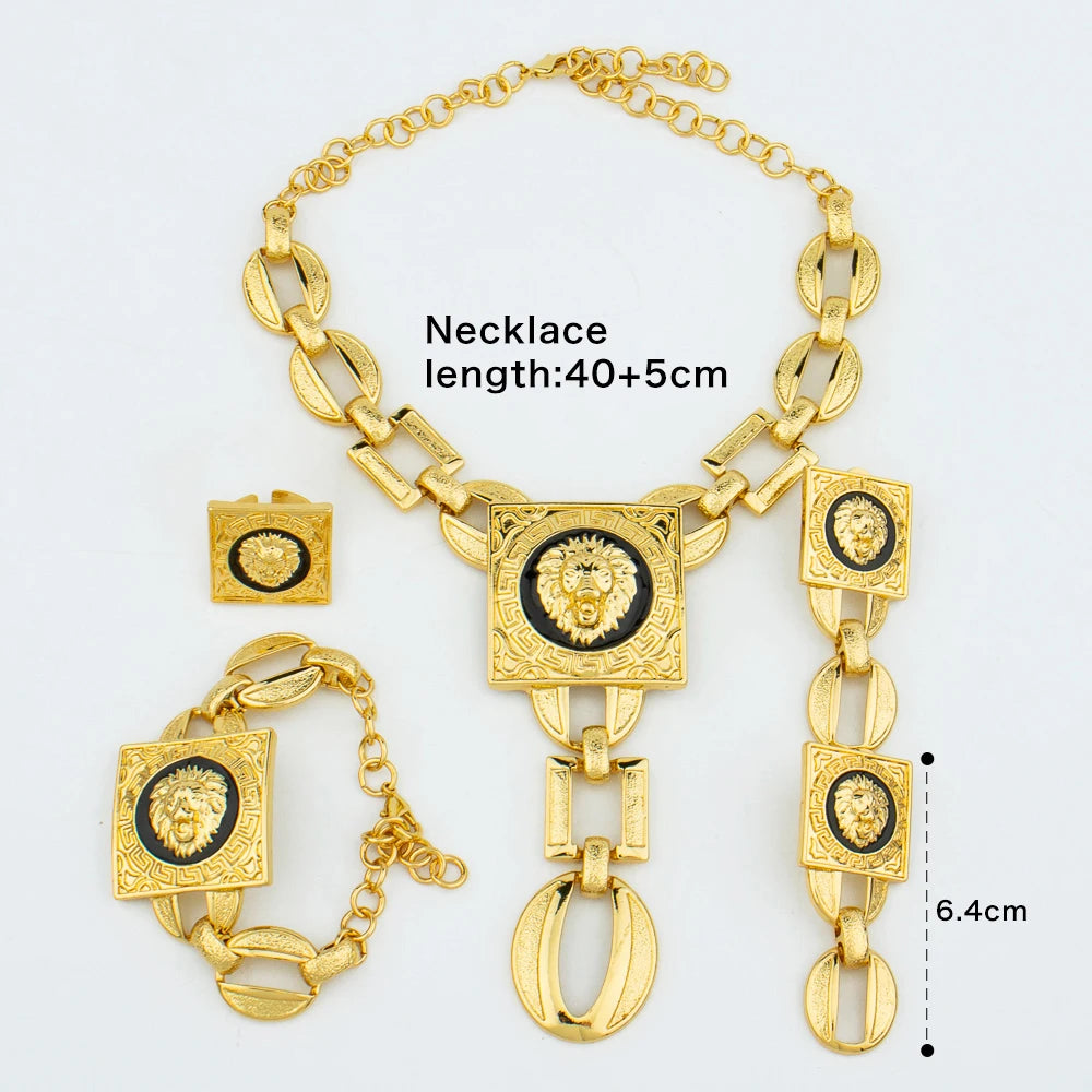 Fashion Women Gold Plated Necklace Bangle Jewelry Set