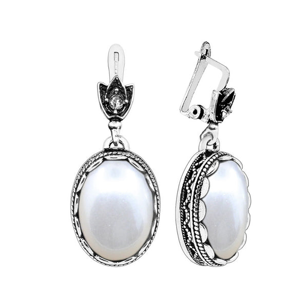 Anstory Pearl Earrings For Women Double Layer Flower Pendant