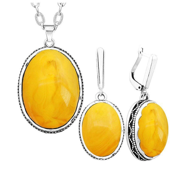 Anstory Simulated Beeswax Necklace Earrings Set