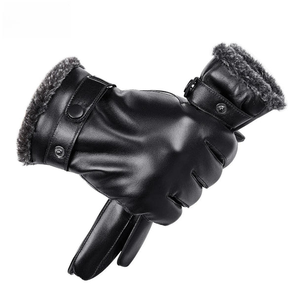 Genuine Leather Men's Gloves Winter Classic Real Sheepskin Leather Soft Male Outdoor Mittens