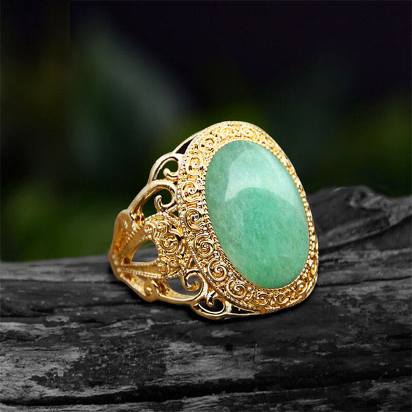 Fashion Oval Natural Quartz Jades Rings For Women