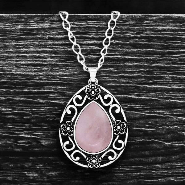 Flower Drop Pendant  Natural Quartz Necklace For Women