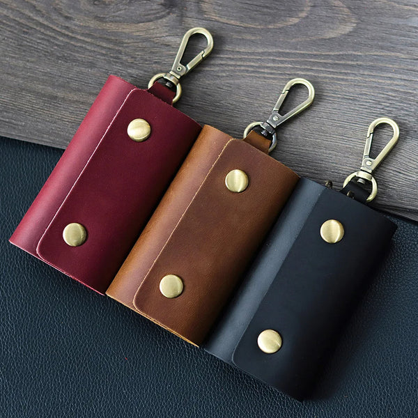 Genuine Cowhide Leather Casual Retro Keys Storage Bag Men's Waist Hanging Car Keychain