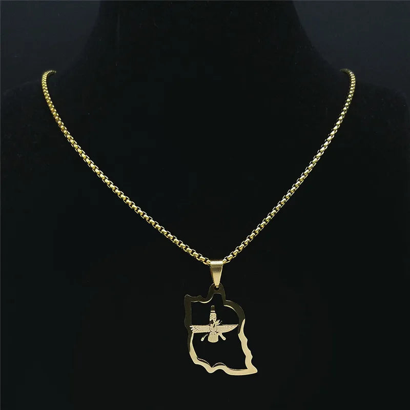 Map Ahura Mazda Religion Stainless Steel Necklace Chain