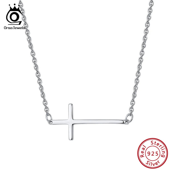 Genuine Silver 925 Women Necklace Cross Shape Pendant