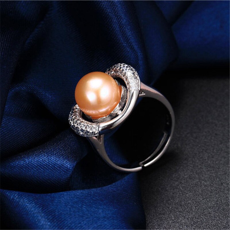 Elliptical hollow 10-11mm AAAA natural freshwater pearl ring for women gift