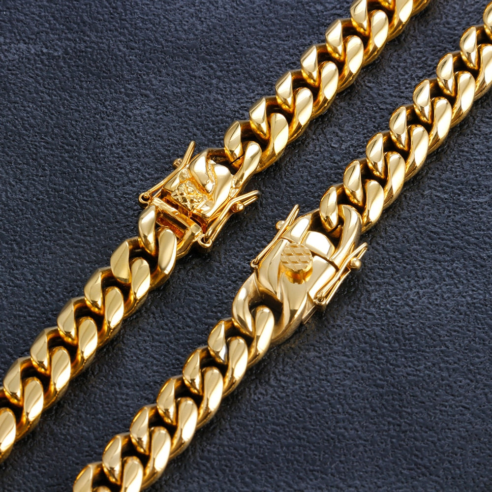 Desian Hip-Hop Golden Curb Cuban Link Chain Necklace for Men and Women