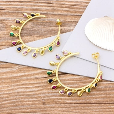 Fashion Big Circle Drop Earrings 6 Styles Choice Charm Rainbow Women