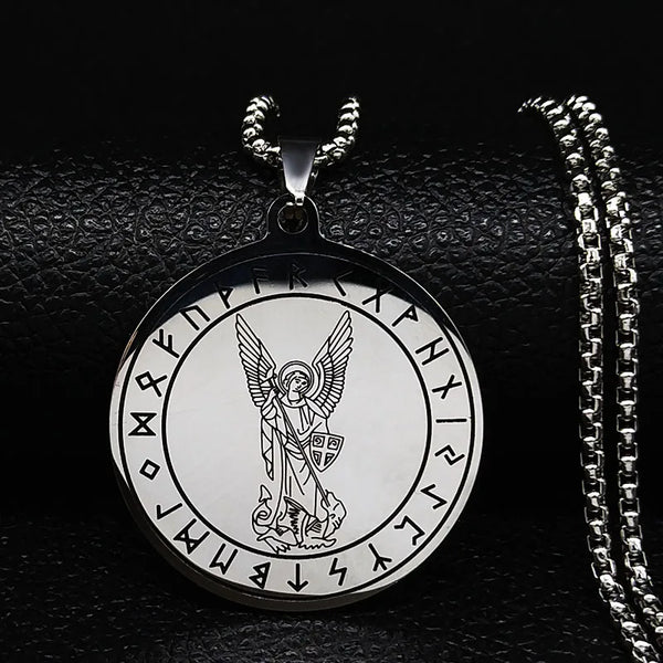 Archangel Gabriel Michael World Stainless Steel Necklace