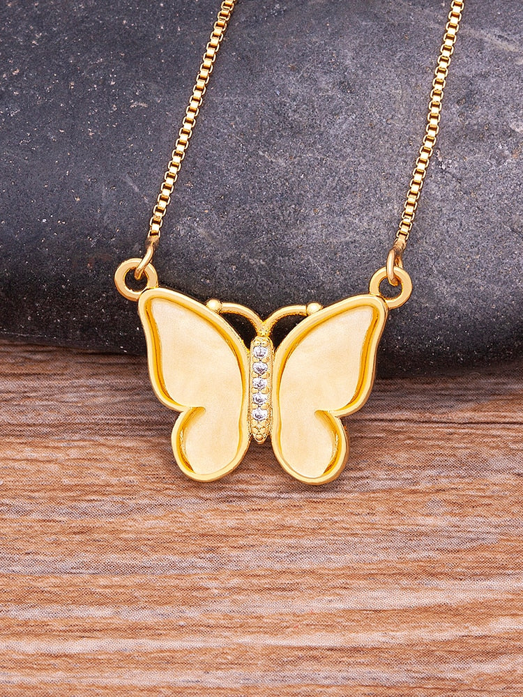 Classic Korean Fashion Cute Butterfly Pendant Necklace for Women