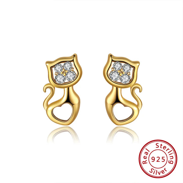 925 Sterling Silver Plated 14k Gold Stud Earrings