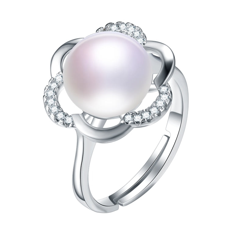 AAAA 10-11mm High Luster White Bread Round Natural Pearl Ring For Women