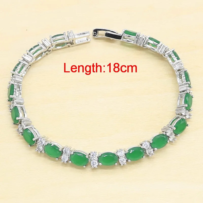 New Green Semi-precious Silver 925 Jewelry Sets for Women