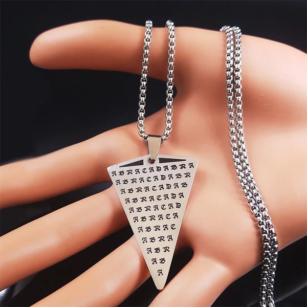 Stainless Steel Talisman Abracadabra Divination Chain Necklace Men