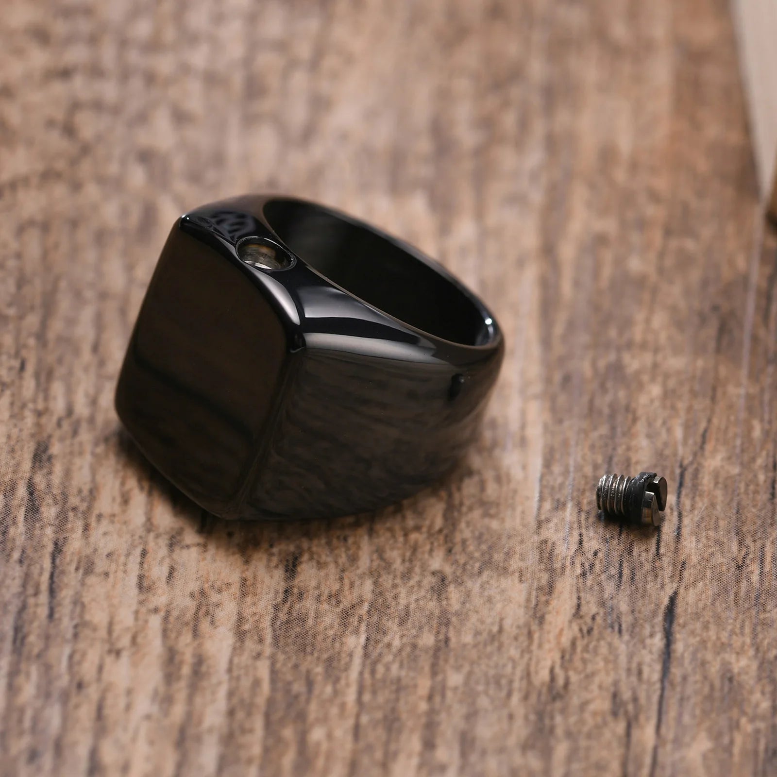 Cremation Ring, Black Urn Signet Rings