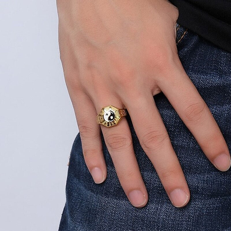 Chinese Style Gossip Yin Yang Symbol Rings for Men