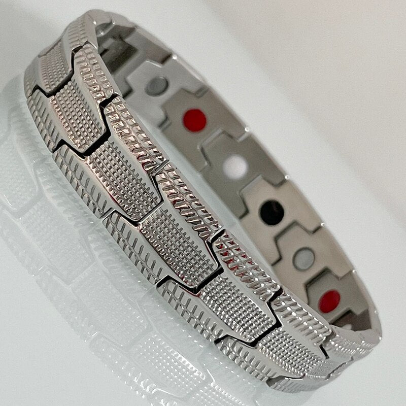 Luxury Stainless Steel Magnetic Therapy Men‘s Bracelet