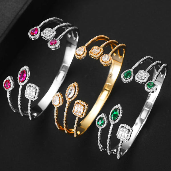 Luxury Elegant Charm Open Bangle for Women bracelet Top Quality Bridal Wedding Best Super Gift