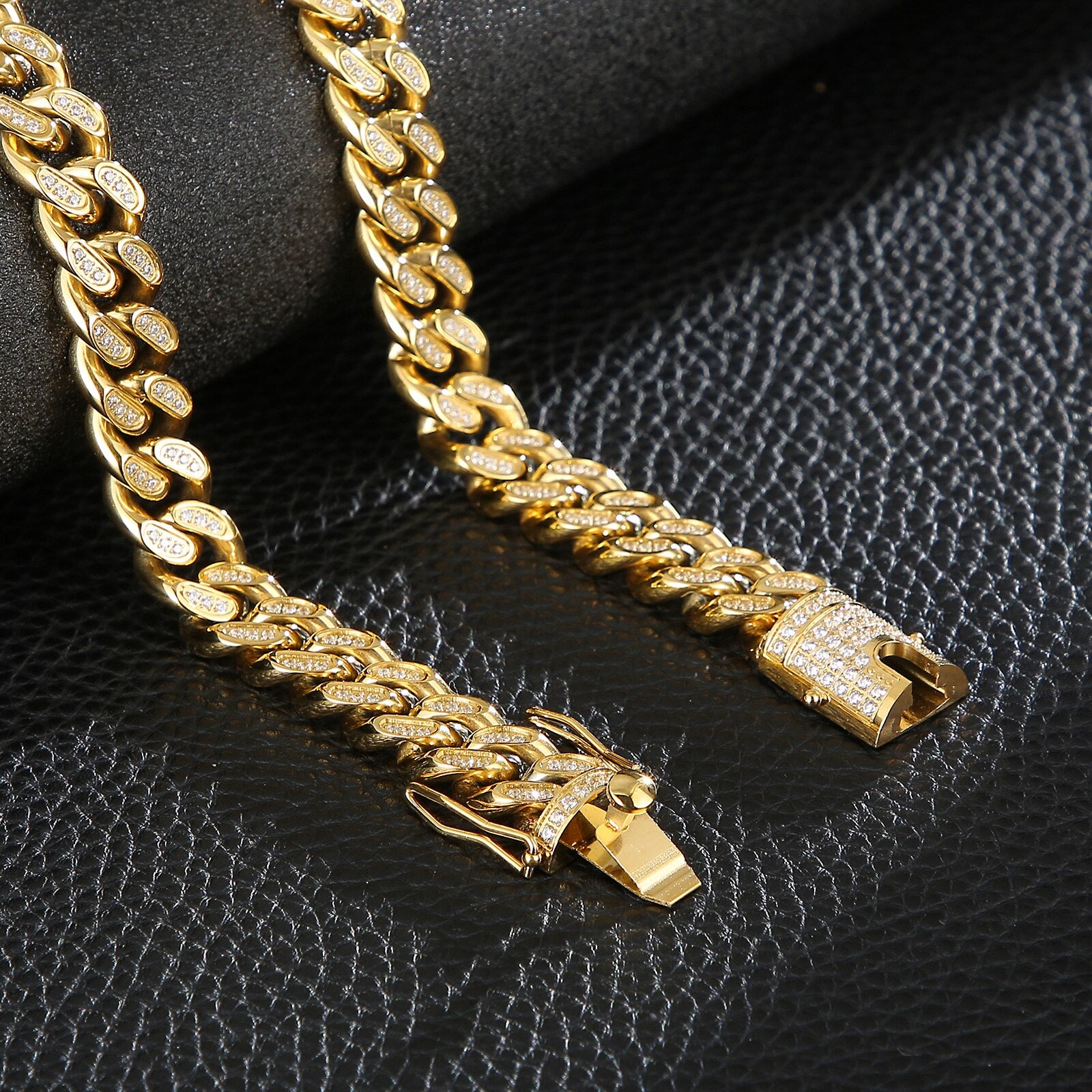 Hiphiop 12MM Cuban Link Curb Chain Necklace for Men