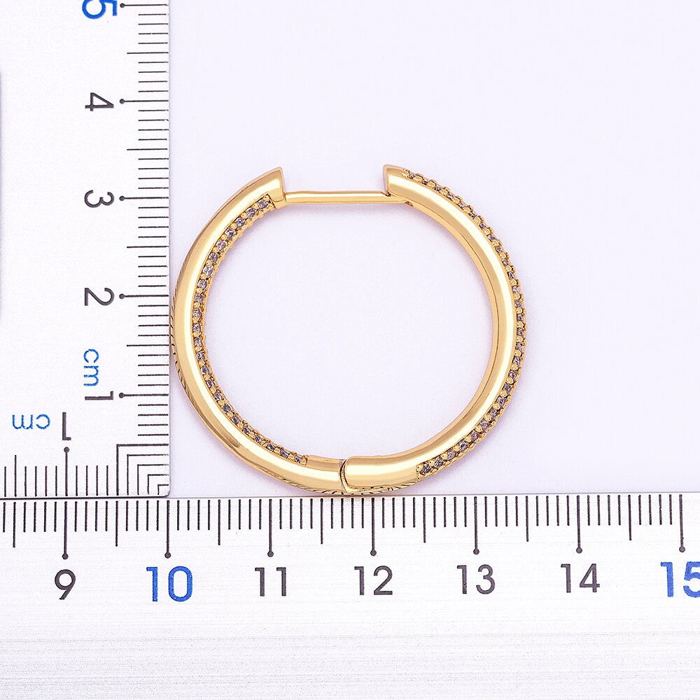 Popular Gold Color Full Zircon Hoop Earrings for Women