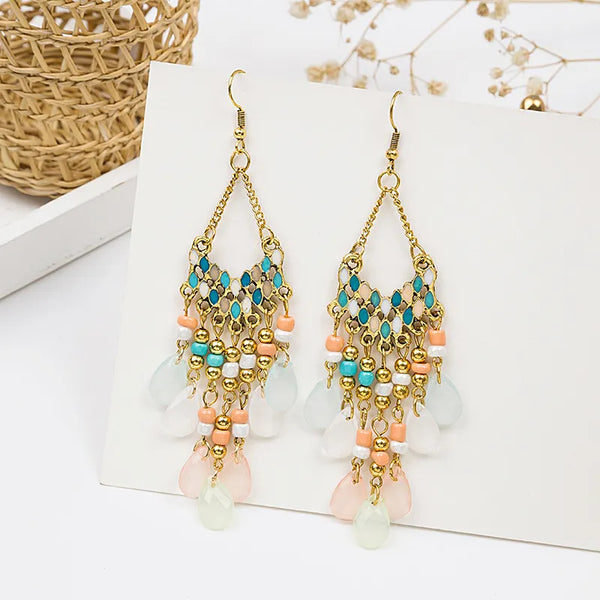 Bohemian Multicolor Crystal Beads Drop Earrings