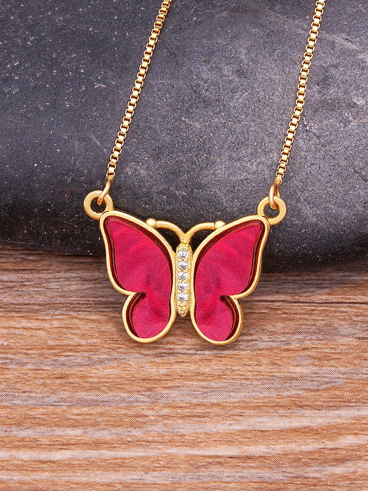 Classic Korean Fashion Cute Butterfly Pendant Necklace for Women