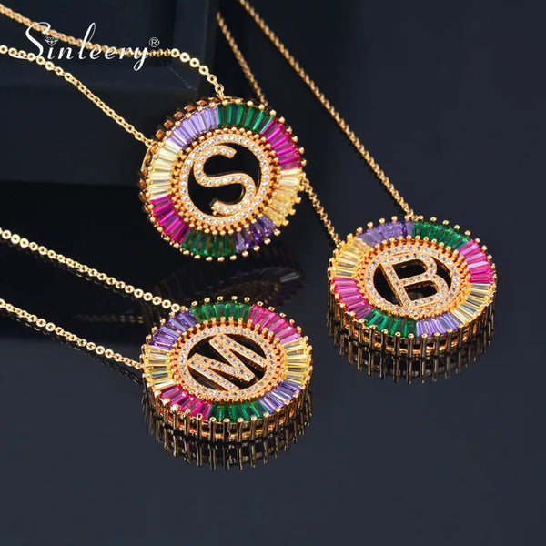 Luxurious Colorful Cubic Zirconia S M B Letter Necklace For Women