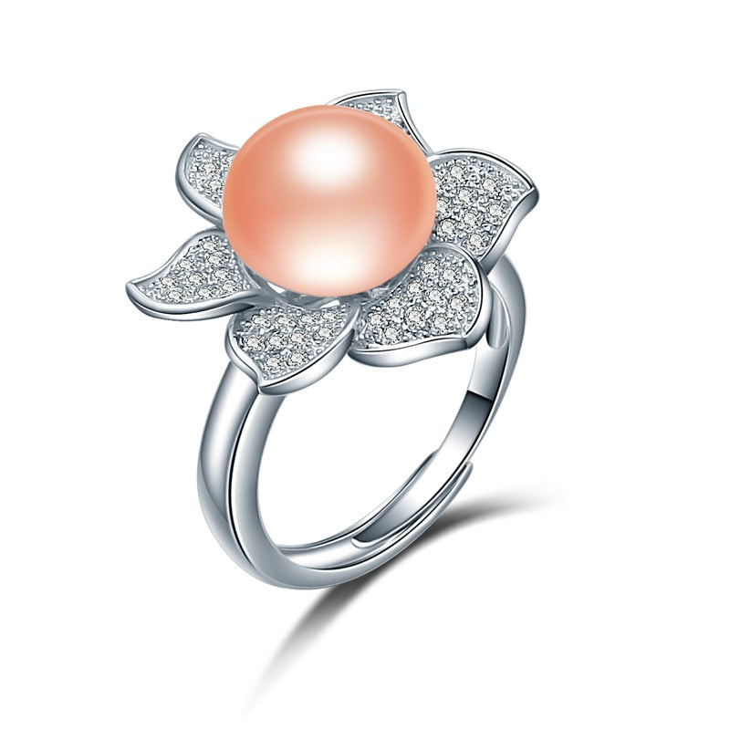 Flower 925 Sterling Silver Pearls Ring