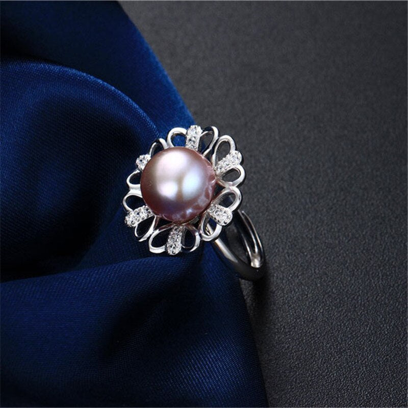 Love six petals flower 10-11mm natural freshwater pearl ring for women gift