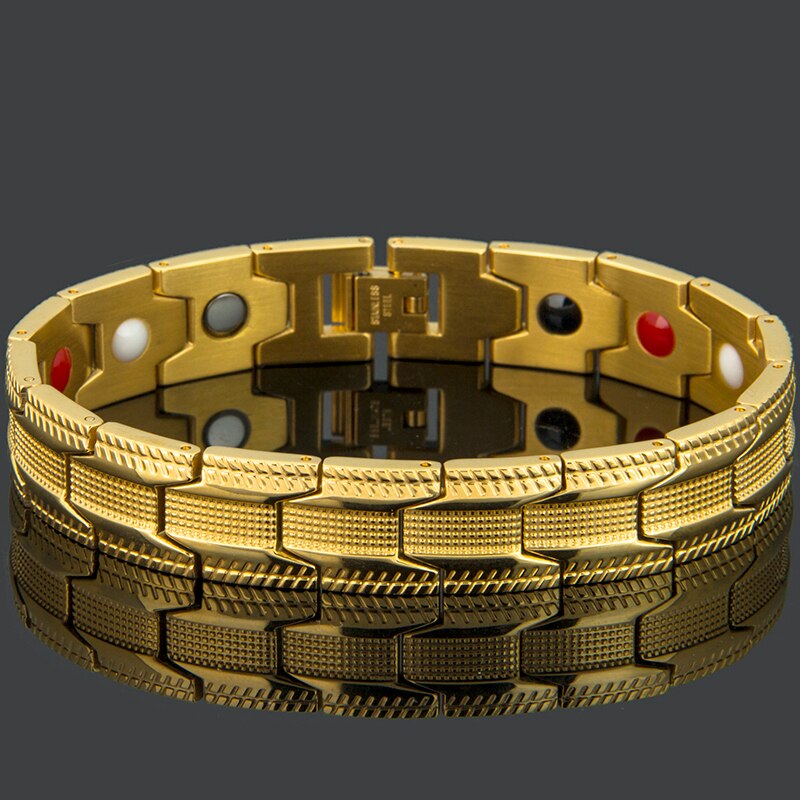 Luxury Stainless Steel Magnetic Therapy Men‘s Bracelet