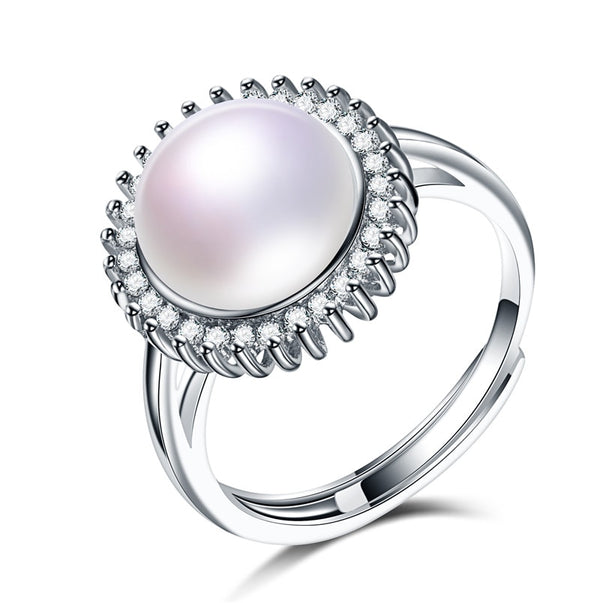 Genuine 100% Big 10mm Natural Freshwater Pearl Ring for Women