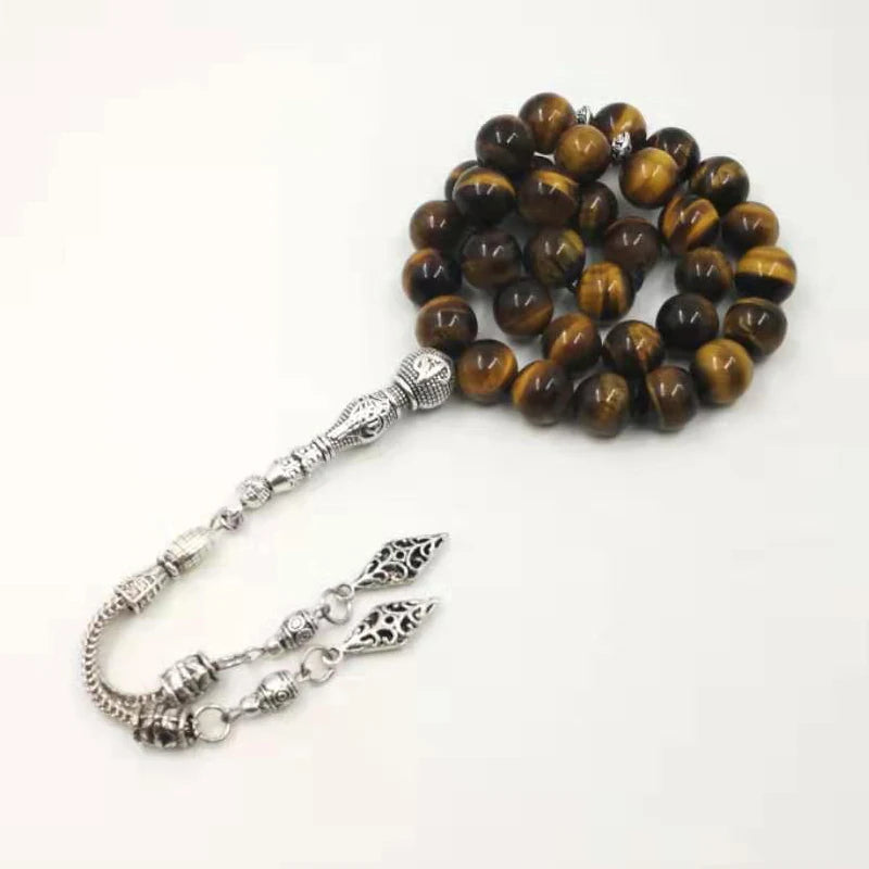 Big Size Natural Tiger eyes Tabish Muslim  misbaha prayer beads 33 66 99beads Arabic fashion Rosary