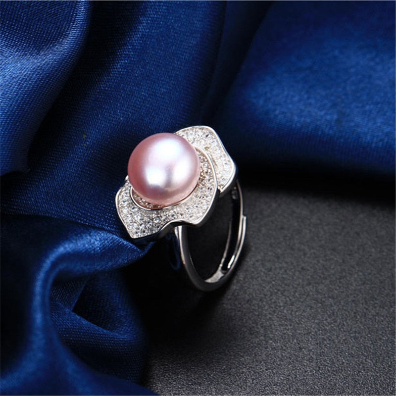 Shaped flower 10-11mm AAAA natural freshwater pearl ring for women gift