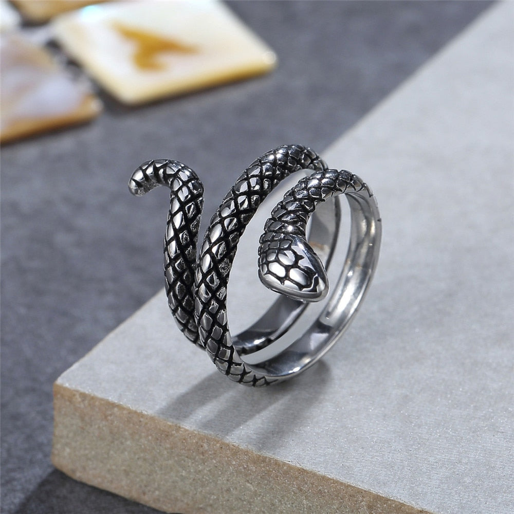 Men's Simple Stainless Steel Snake Rings For Men