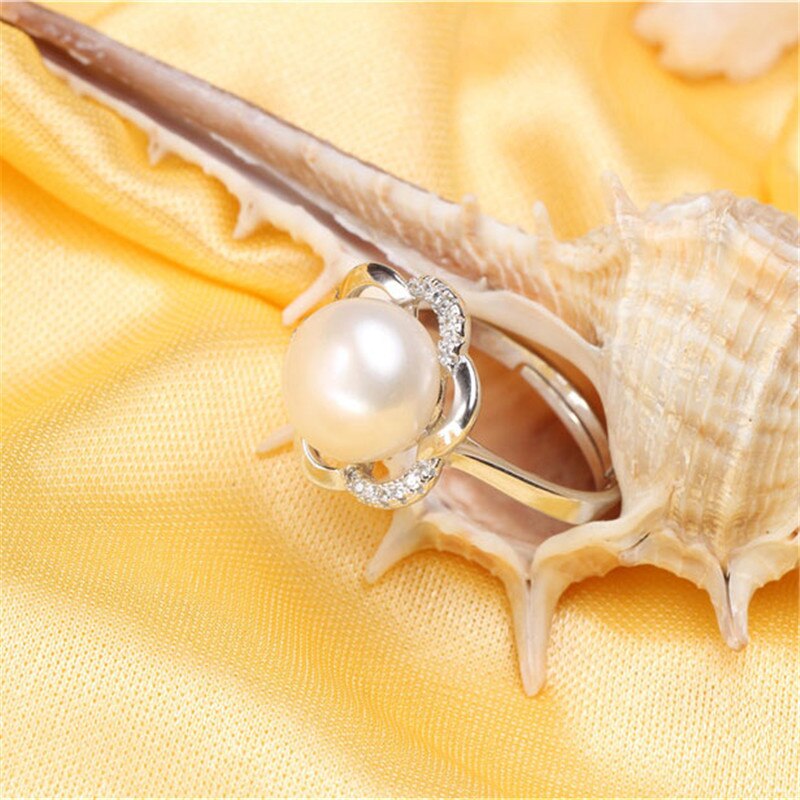 AAAA 10-11mm High Luster White Bread Round Natural Pearl Ring For Women